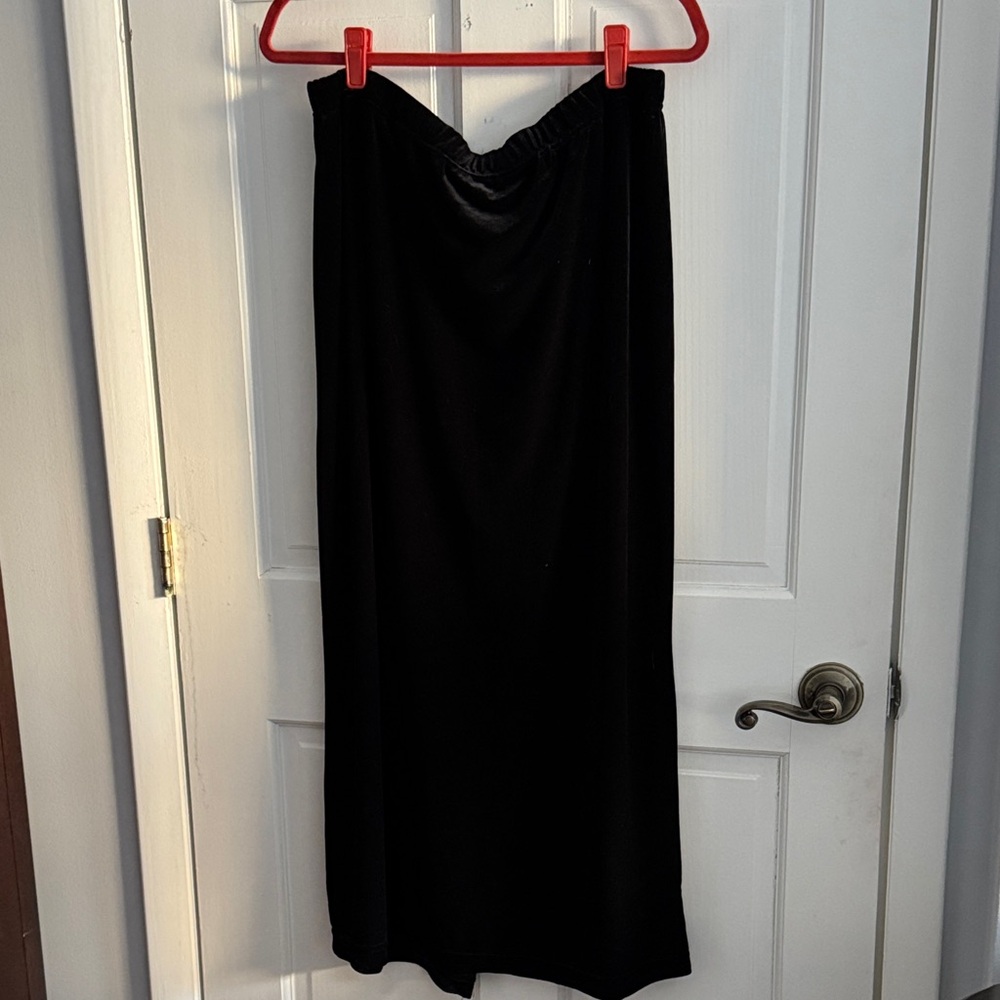 Beautiful, Elegant August Silk Black Velvet Long A-Line Skirt, size 1X